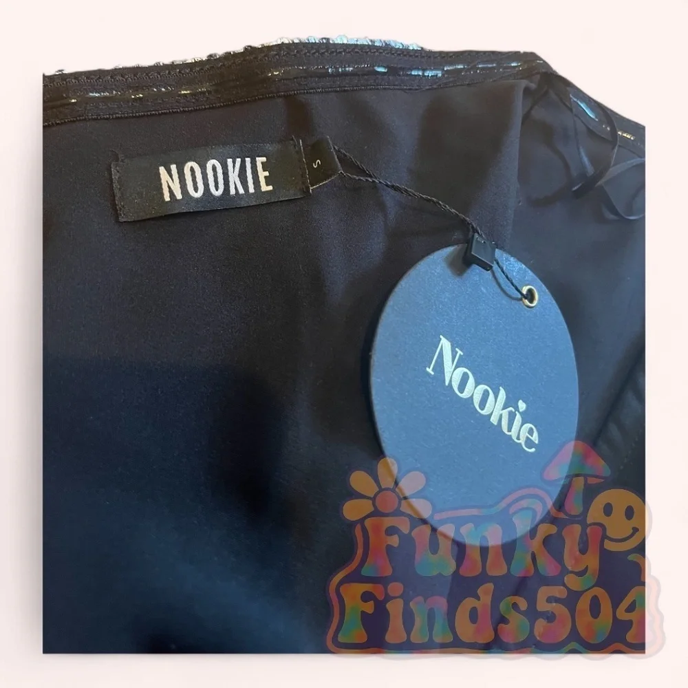 NWT Nookie Blind Date Metallic Edgy Mini Dress Silver Snakeskin Size S Bodycon
